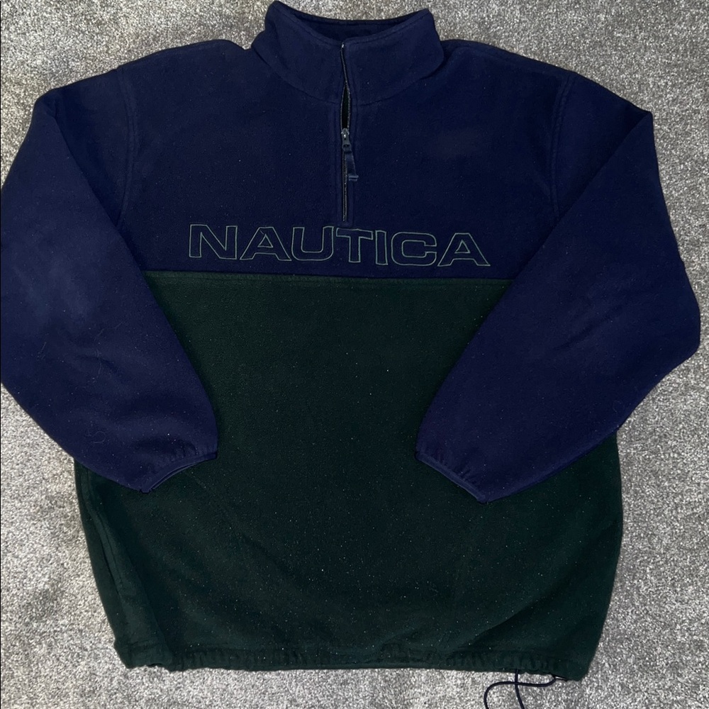 Vintage Nautica Blue and Dark Green Fleece Pullover